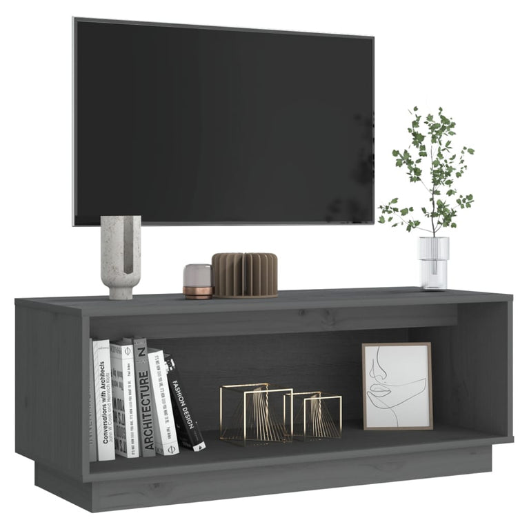 Tv-meubel 90x35x35 cm massief grenenhout grijs MeubelReus