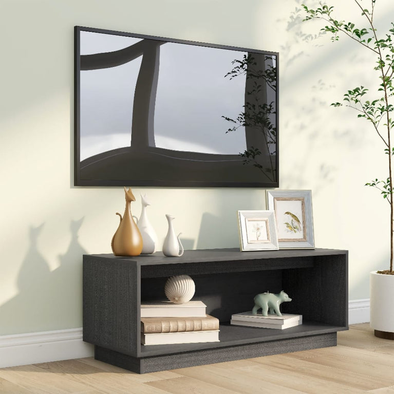 Tv-meubel 90x35x35 cm massief grenenhout grijs MeubelReus