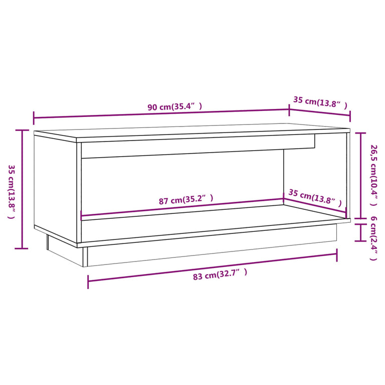 Tv-meubel 90x35x35 cm massief grenenhout grijs MeubelReus