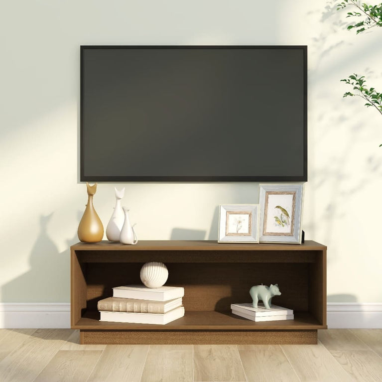 Tv-meubel 90x35x35 cm massief grenenhout honingbruin MeubelReus