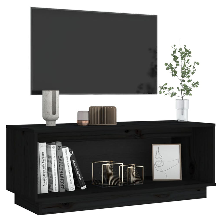 Tv-meubel 90x35x35 cm massief grenenhout zwart MeubelReus