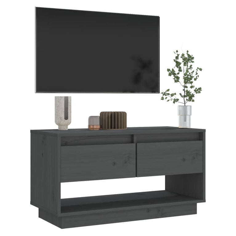 Tv-meubel 74x34x40 cm massief grenenhout grijs MeubelReus