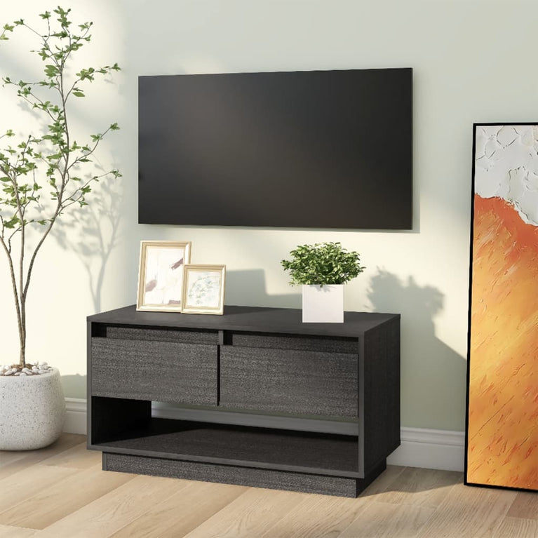 Tv-meubel 74x34x40 cm massief grenenhout grijs MeubelReus