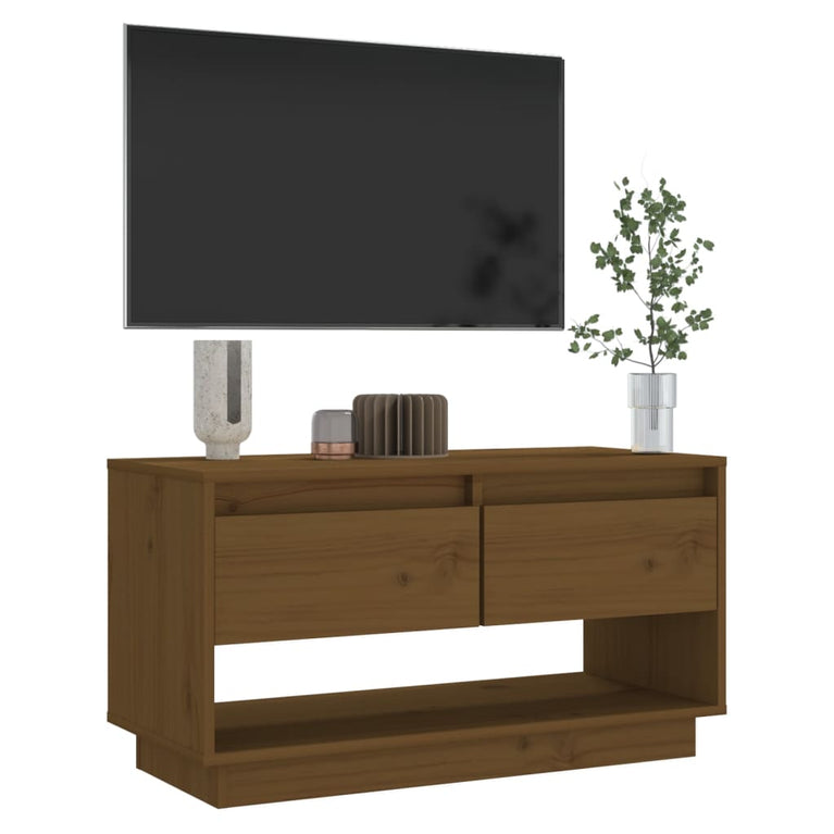 Tv-meubel 74x34x40 cm massief grenenhout honingbruin MeubelReus