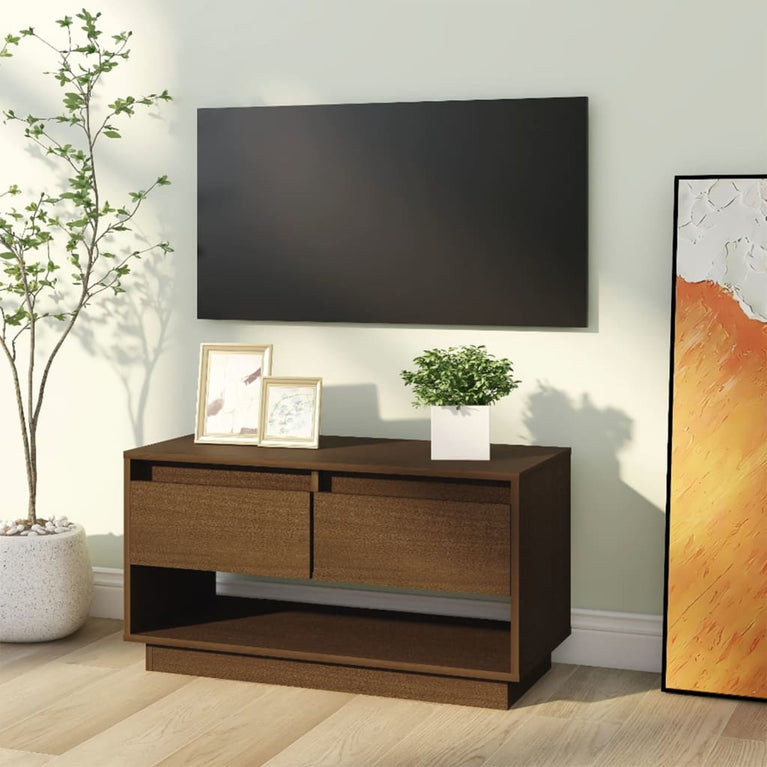 Tv-meubel 74x34x40 cm massief grenenhout honingbruin MeubelReus