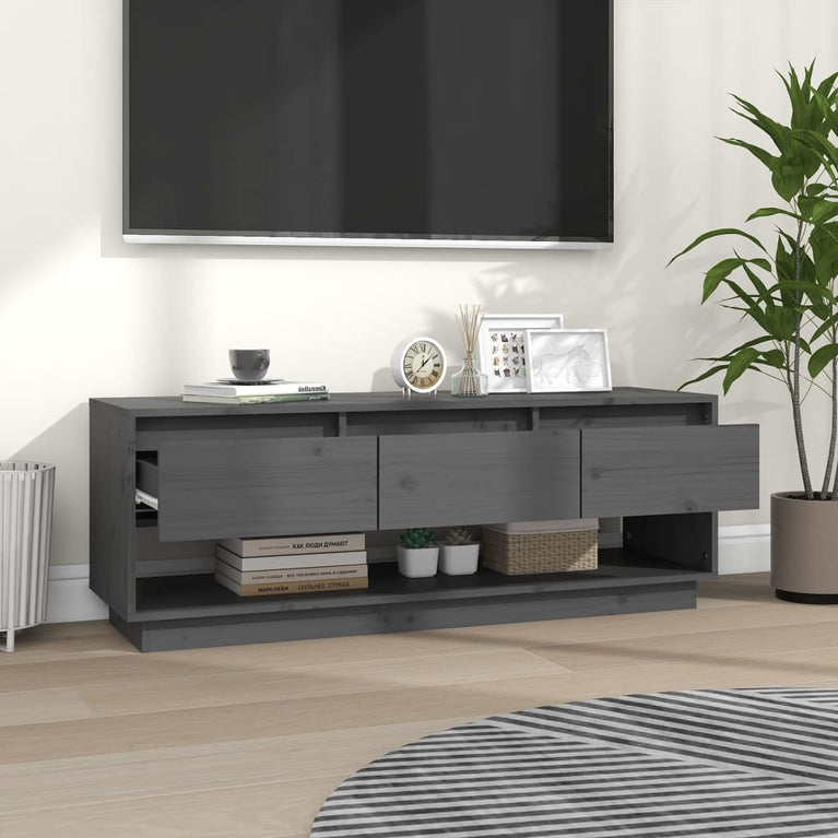 Tv-meubel 110,5x34x40 cm massief grenenhout grijs MeubelReus