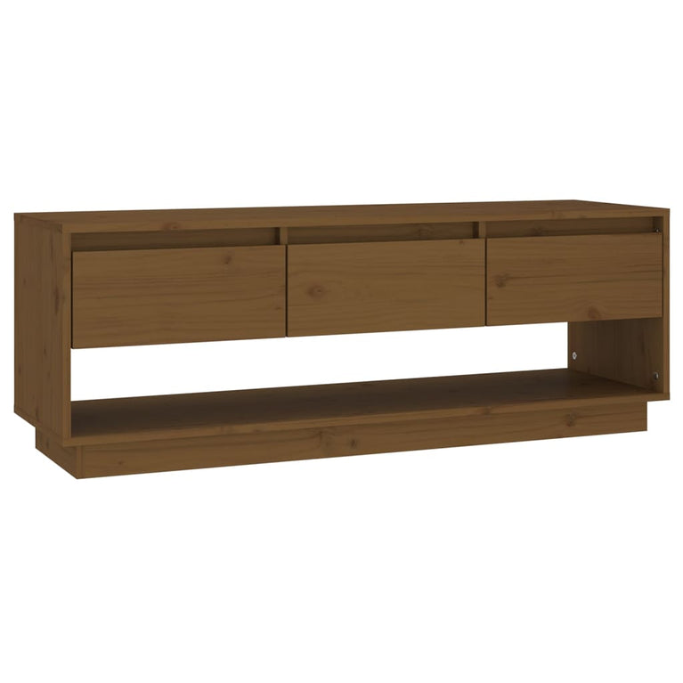 Tv-meubel 110,5x34x40 cm massief grenenhout honingbruin MeubelReus
