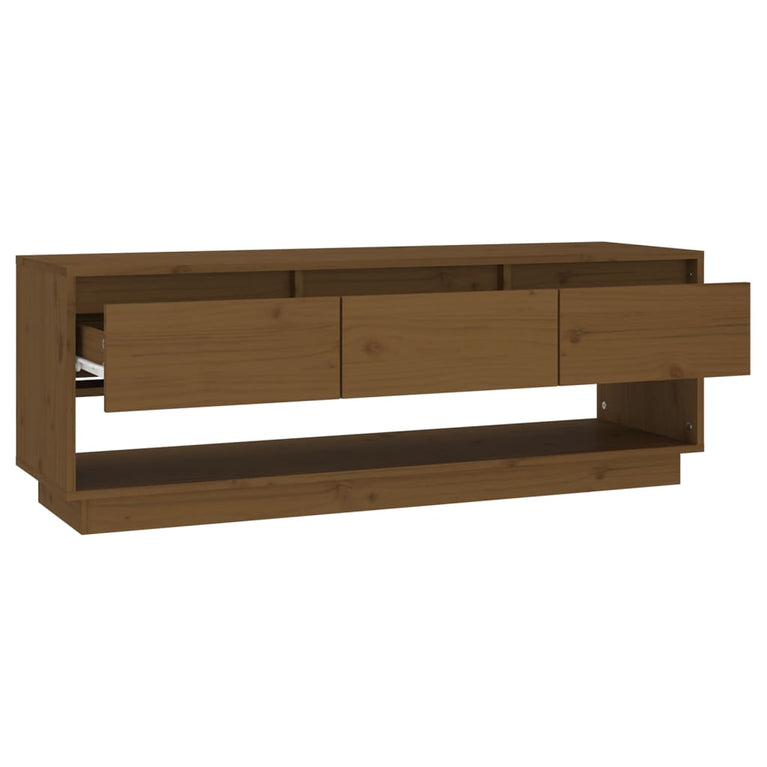 Tv-meubel 110,5x34x40 cm massief grenenhout honingbruin MeubelReus