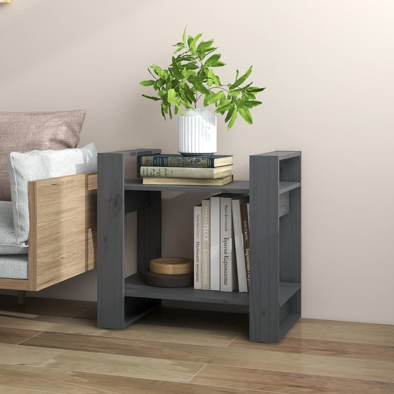 Boekenkast/kamerscherm 60x35x57 cm massief grenenhout grijs MeubelReus