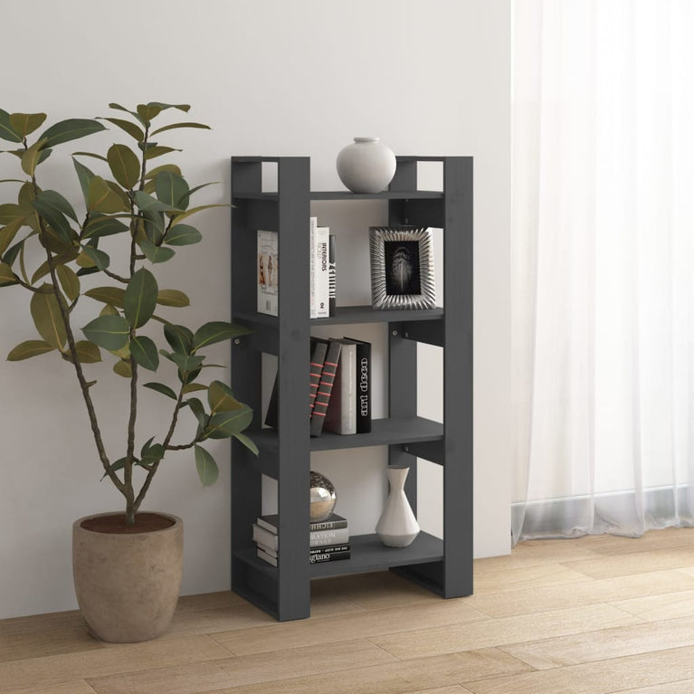Boekenkast/kamerscherm 60x35x125 cm massief hout grijs MeubelReus