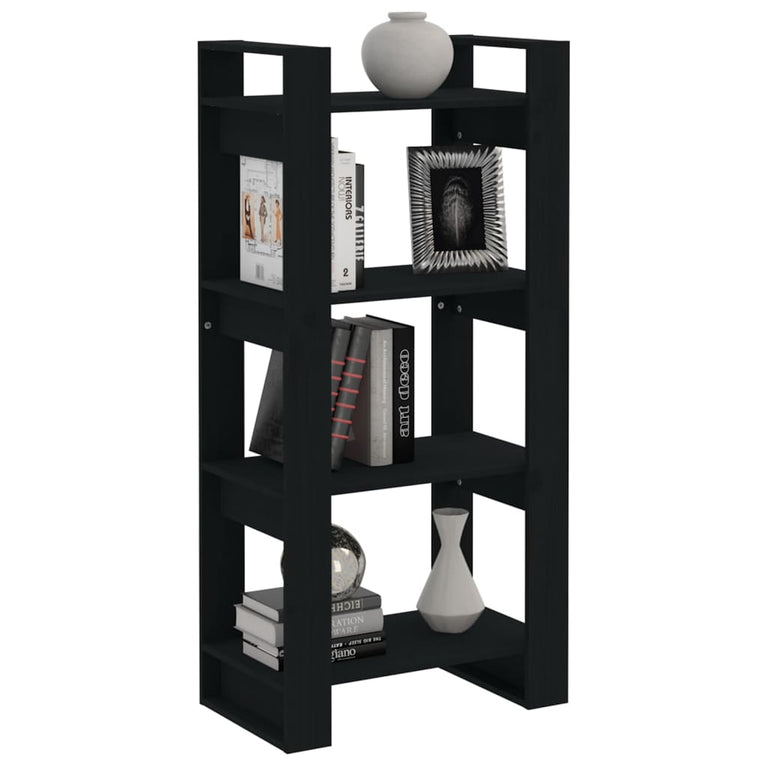 Boekenkast/kamerscherm 60x35x125 cm massief hout zwart MeubelReus