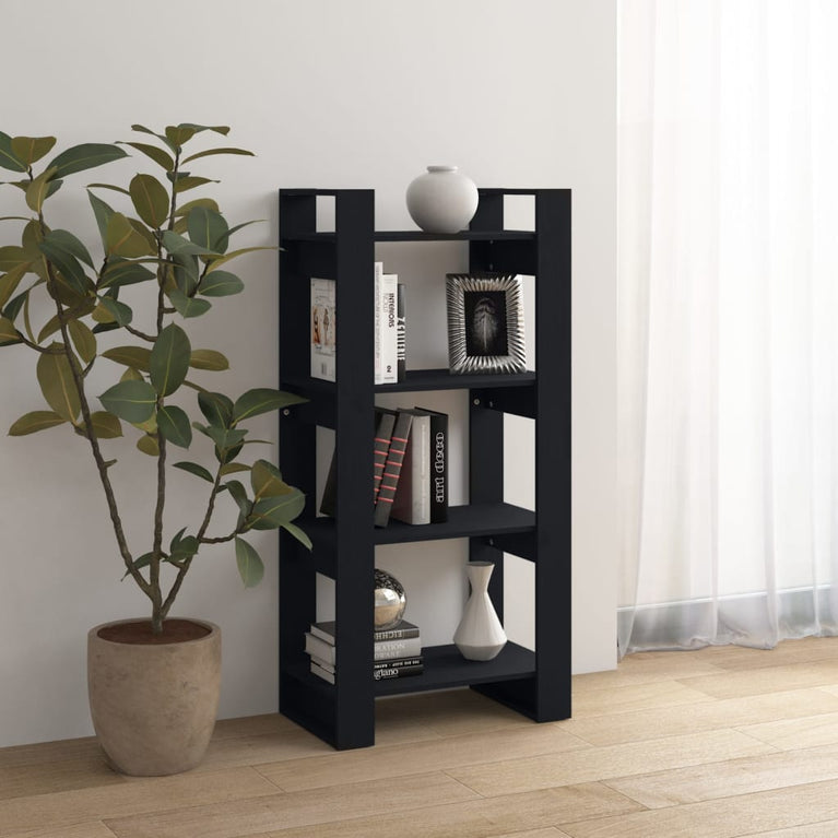 Boekenkast/kamerscherm 60x35x125 cm massief hout zwart MeubelReus