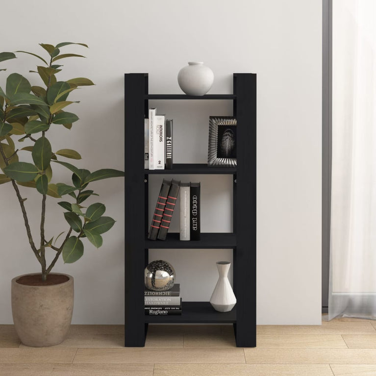 Boekenkast/kamerscherm 60x35x125 cm massief hout zwart MeubelReus