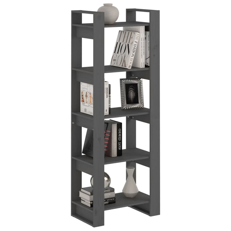 Boekenkast/kamerscherm 60x35x160 cm massief hout grijs MeubelReus