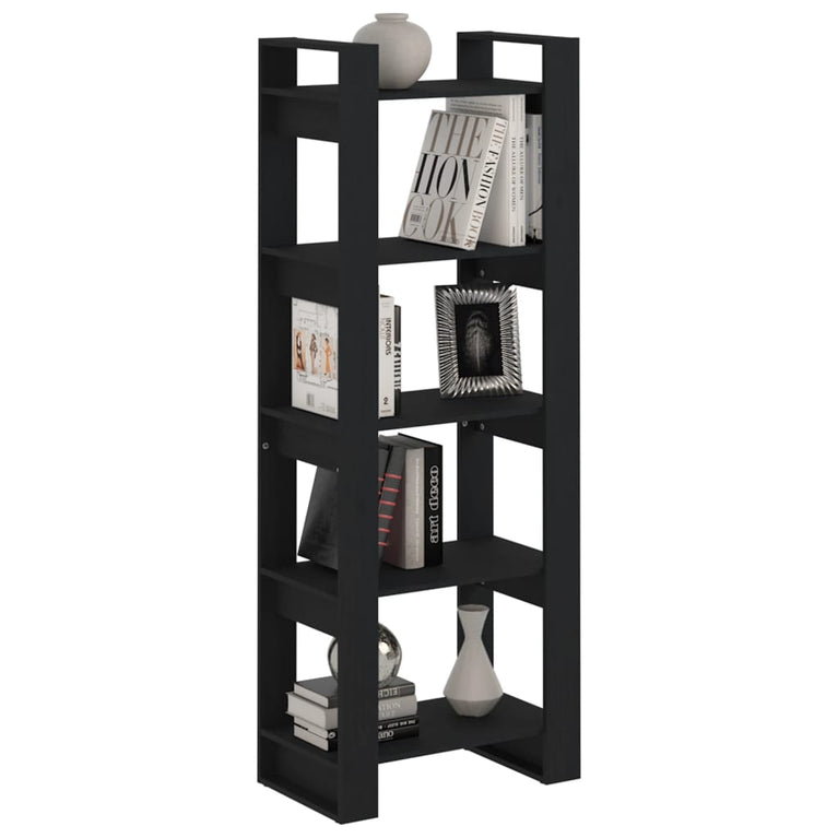 Boekenkast/kamerscherm 60x35x160 cm massief hout zwart MeubelReus