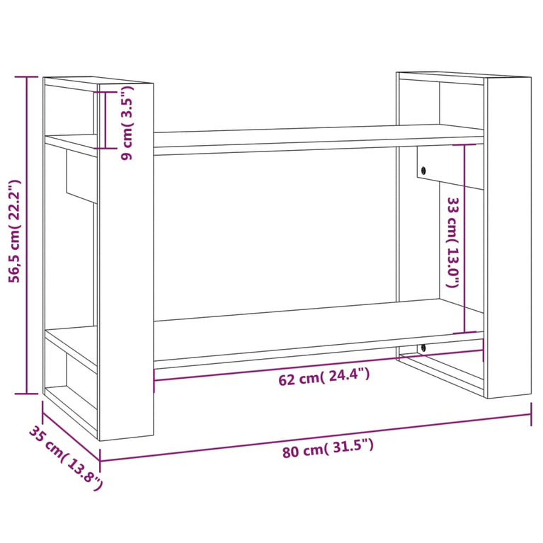 Boekenkast/kamerscherm 80x35x56,5 cm grenenhout honingbruin MeubelReus