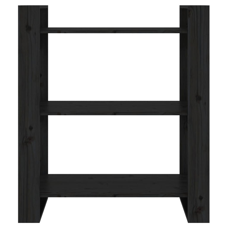 Boekenkast/kamerscherm 80x35x91 cm massief grenenhout zwart MeubelReus