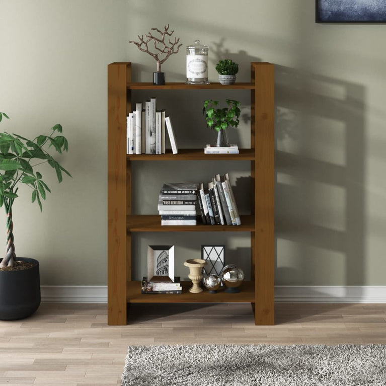 Boekenkast/kamerscherm 80x35x125 cm massief hout honingbruin MeubelReus