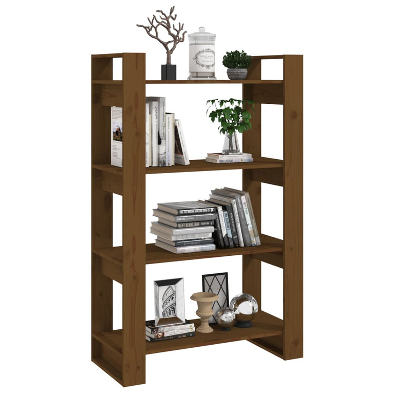 Boekenkast/kamerscherm 80x35x125 cm massief hout honingbruin MeubelReus