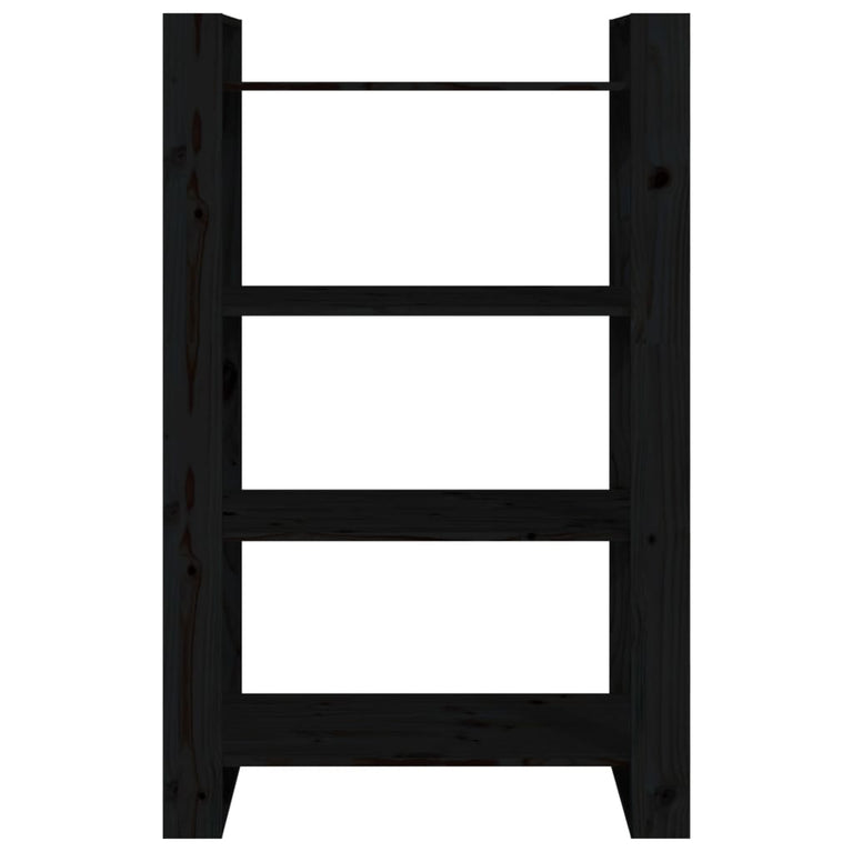 Boekenkast/kamerscherm 80x25x125 cm massief grenenhout zwart MeubelReus