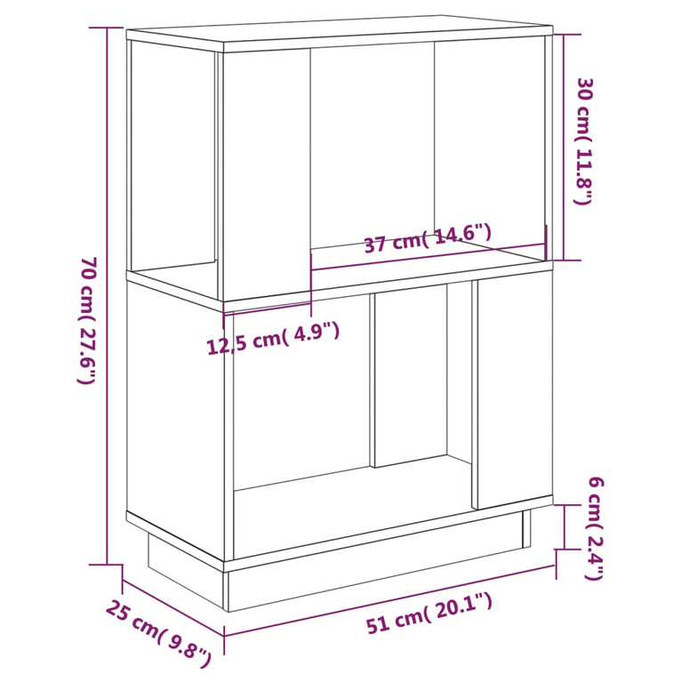 Boekenkast/kamerscherm 51x25x70 cm grenenhout honingbruin MeubelReus