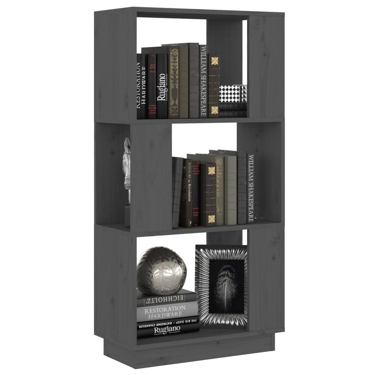 Boekenkast/kamerscherm 51x25x101 cm massief grenenhout grijs MeubelReus