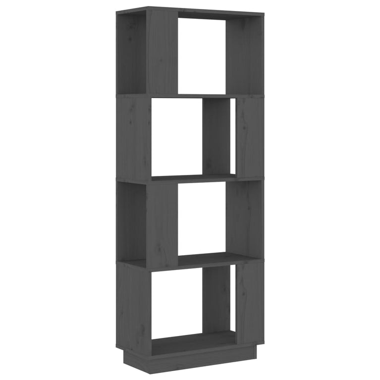 Boekenkast/kamerscherm 51x25x132 cm massief grenenhout grijs MeubelReus