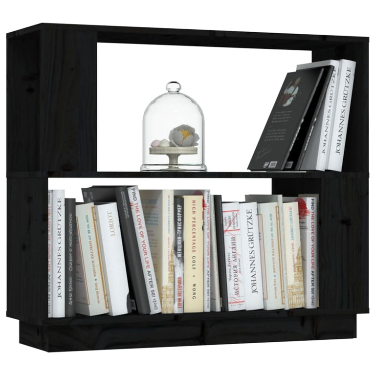 Boekenkast/kamerscherm 80x25x70 cm massief grenenhout zwart MeubelReus