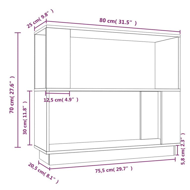 Boekenkast/kamerscherm 80x25x70 cm massief grenenhout zwart MeubelReus