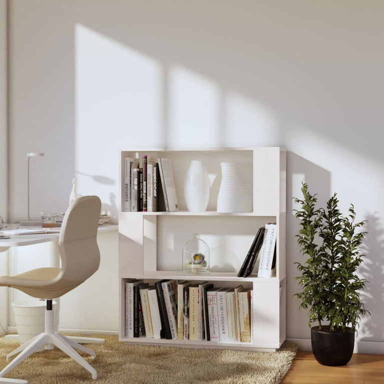 Boekenkast/kamerscherm 80x25x101 cm massief grenenhout wit MeubelReus