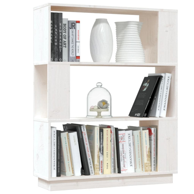Boekenkast/kamerscherm 80x25x101 cm massief grenenhout wit MeubelReus