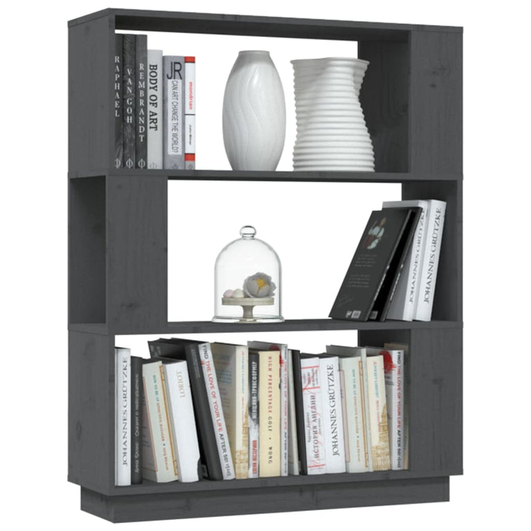 Boekenkast/kamerscherm 80x25x101 cm massief grenenhout grijs MeubelReus