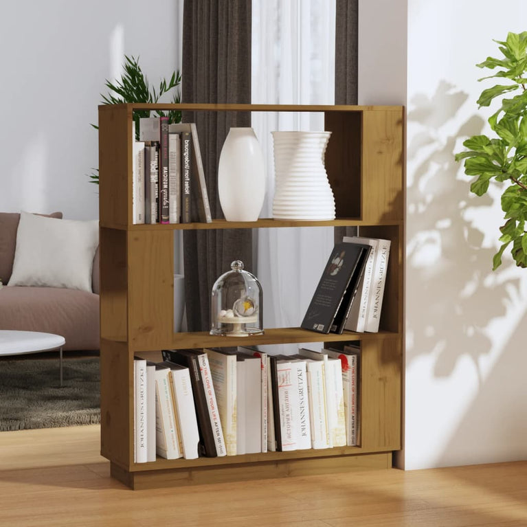 Boekenkast/kamerscherm 80x25x101 cm massief hout honingbruin MeubelReus