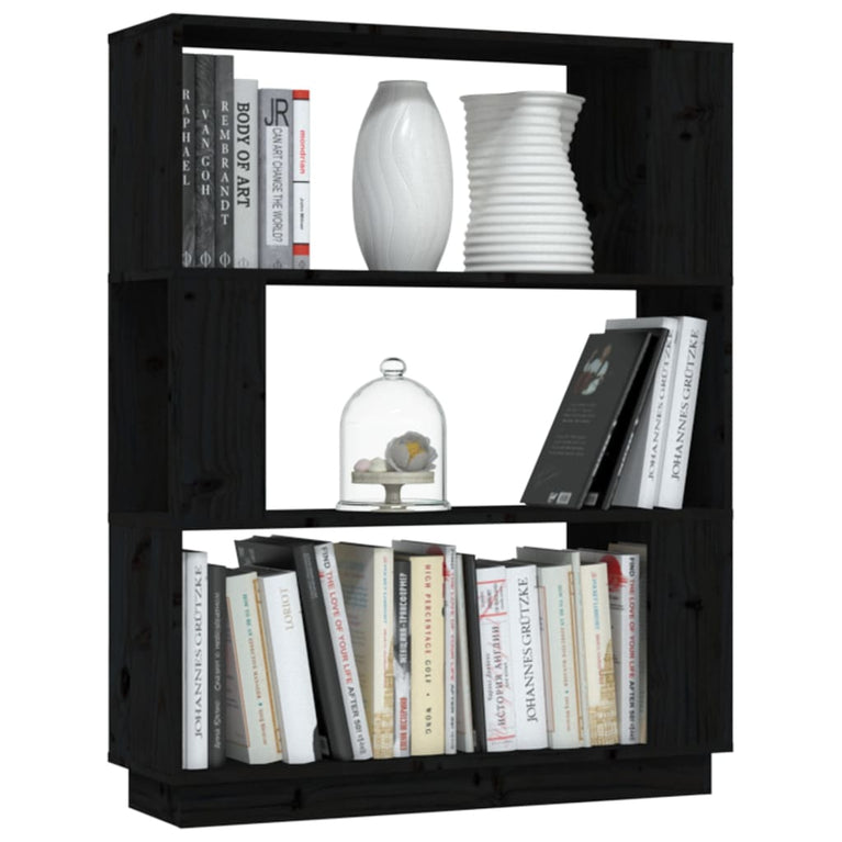 Boekenkast/kamerscherm 80x25x101 cm massief grenenhout zwart MeubelReus