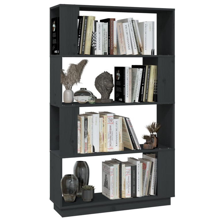 Boekenkast/kamerscherm 80x25x132 cm massief grenenhout grijs MeubelReus