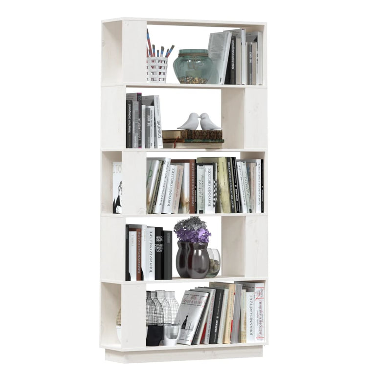 Boekenkast/kamerscherm 80x25x163,5 cm massief grenenhout wit MeubelReus