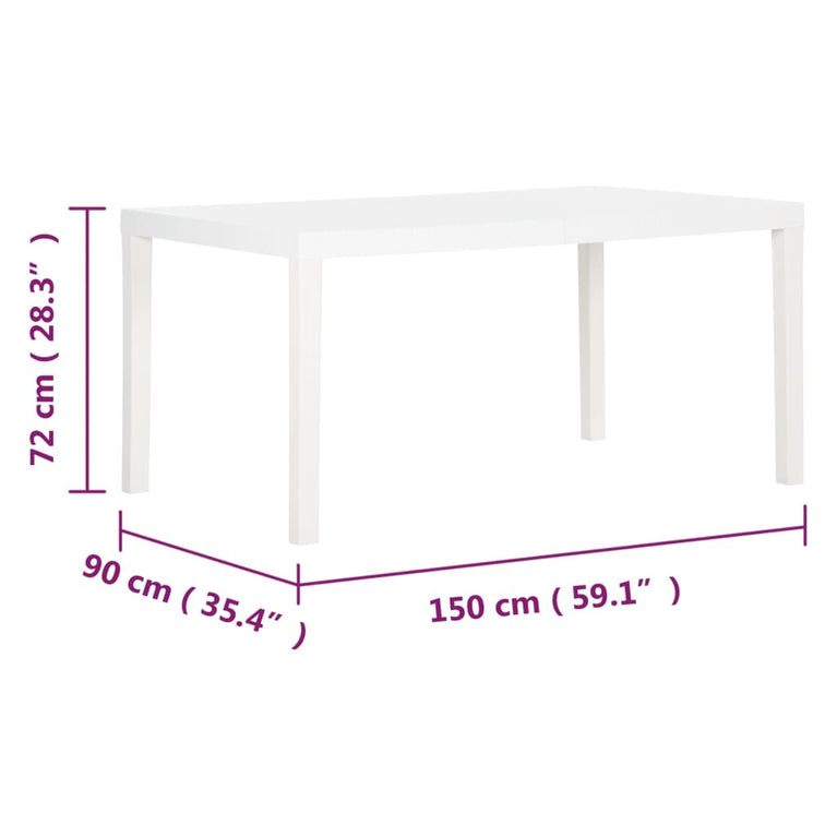 Tuintafel 150x90x72 cm polypropeen wit MeubelReus