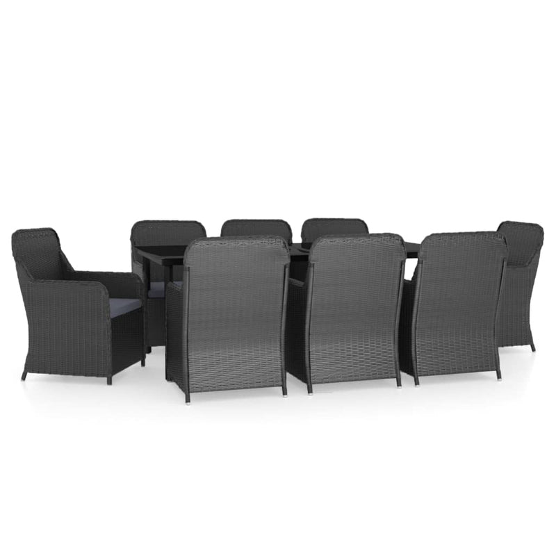 9-delige Tuinset met kussens zwart MeubelReus