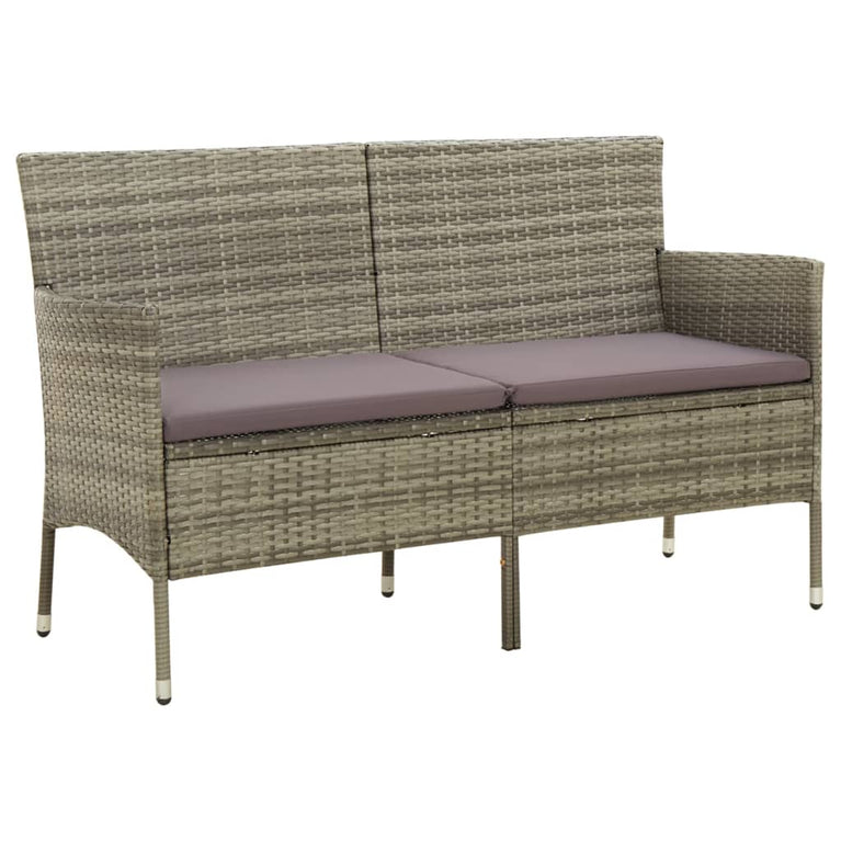 Tuinbank 3-zits met kussen poly rattan grijs MeubelReus