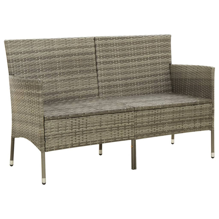 Tuinbank 3-zits met kussen poly rattan grijs MeubelReus