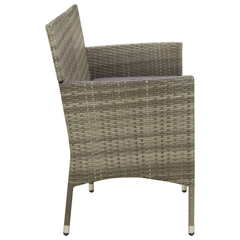 Tuinbank 3-zits met kussen poly rattan grijs MeubelReus