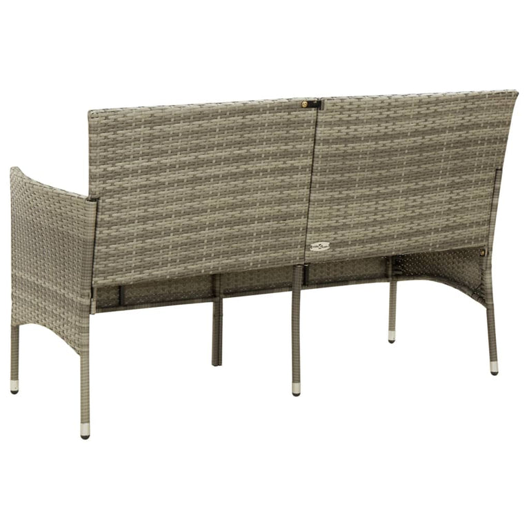 Tuinbank 3-zits met kussen poly rattan grijs MeubelReus
