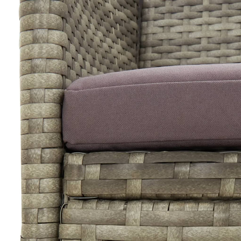 Tuinbank 3-zits met kussen poly rattan grijs MeubelReus