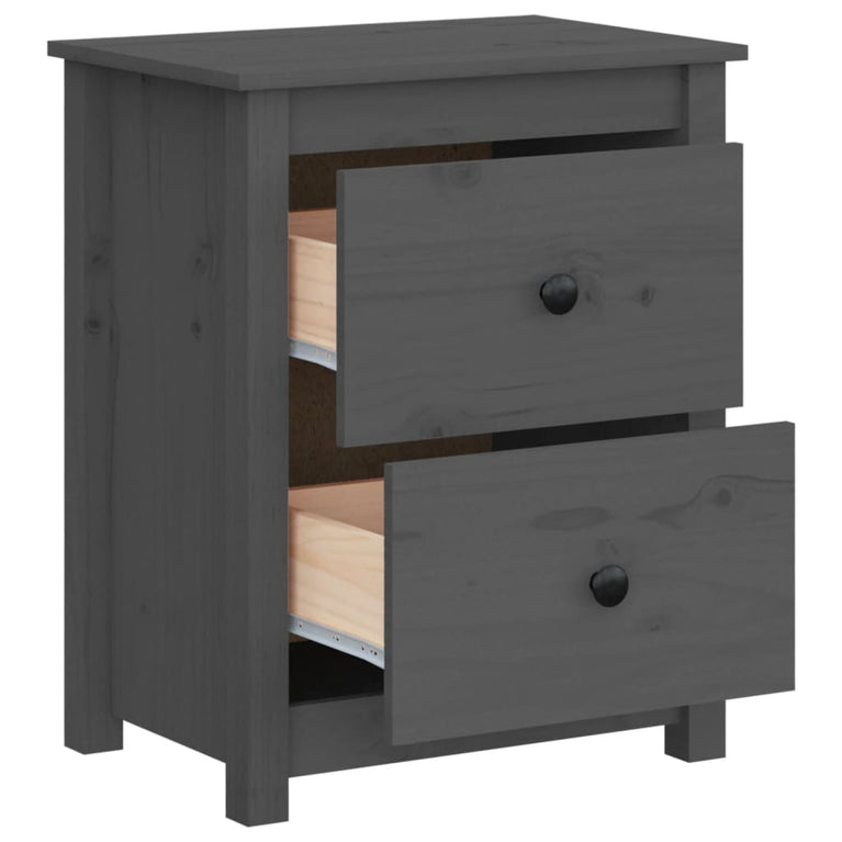 Nachtkastjes 2 st 50x35x61,5 cm massief grenenhout grijs MeubelReus