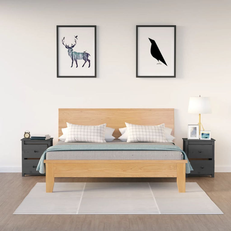 Nachtkastjes 2 st 50x35x61,5 cm massief grenenhout grijs MeubelReus