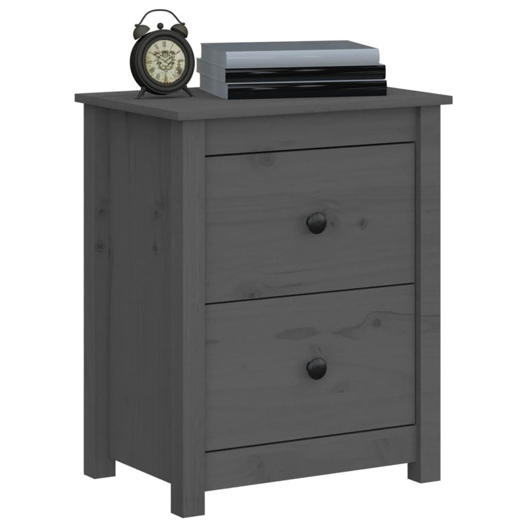 Nachtkastjes 2 st 50x35x61,5 cm massief grenenhout grijs MeubelReus