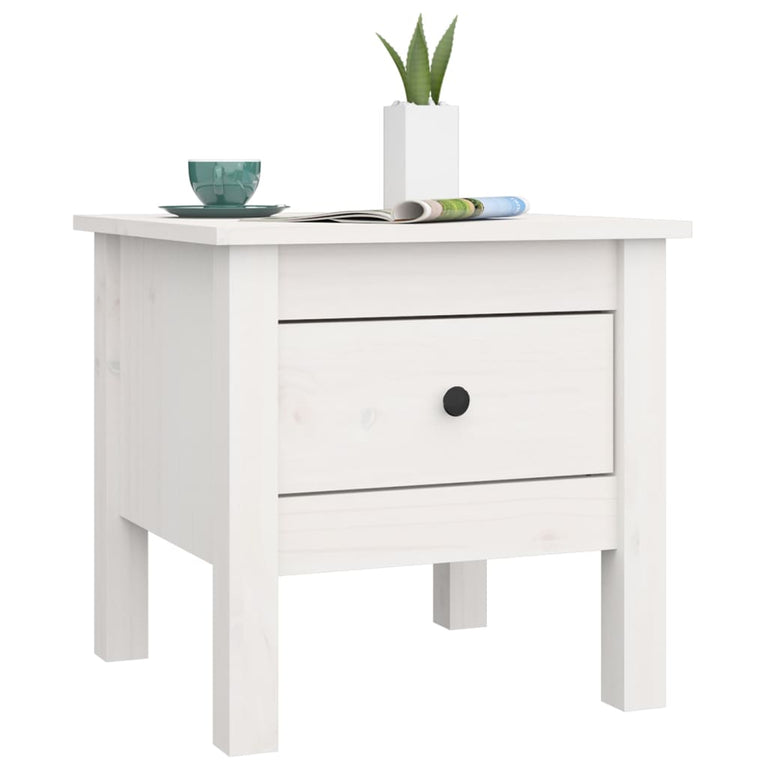 Bijzettafels 2 st 40x40x39 cm massief grenenhout wit MeubelReus