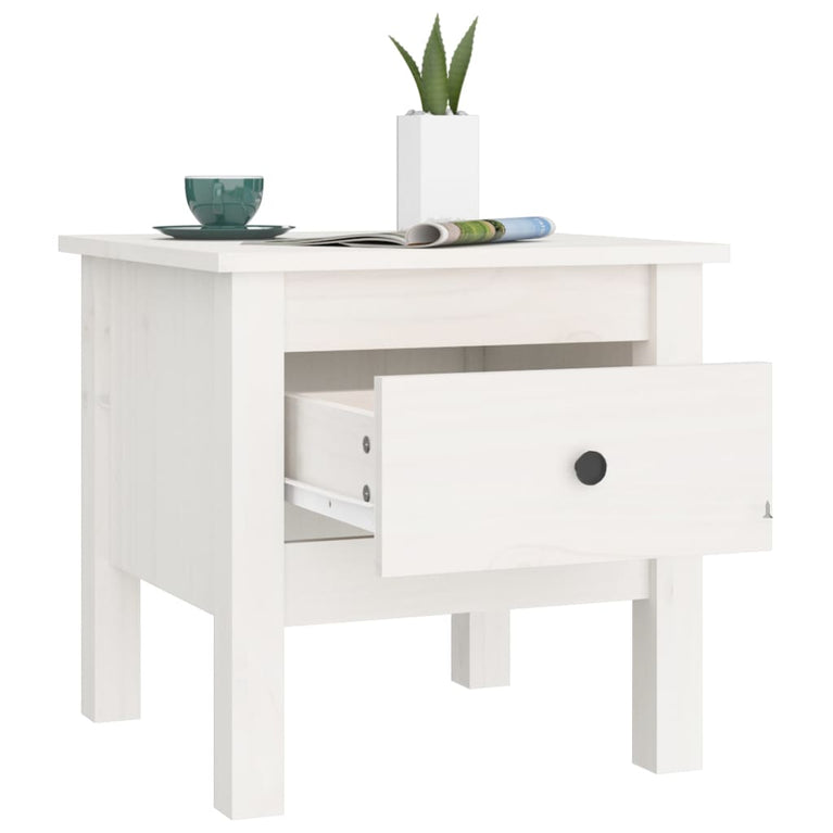 Bijzettafels 2 st 40x40x39 cm massief grenenhout wit MeubelReus