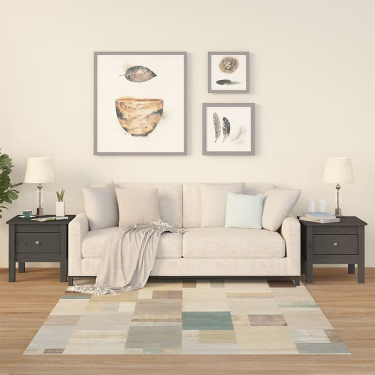 Bijzettafels 2 st 40x40x39 cm massief grenenhout grijs MeubelReus