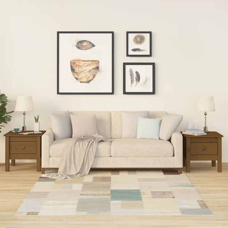 Bijzettafels 2 st 40x40x39 cm massief grenenhout honingbruin MeubelReus